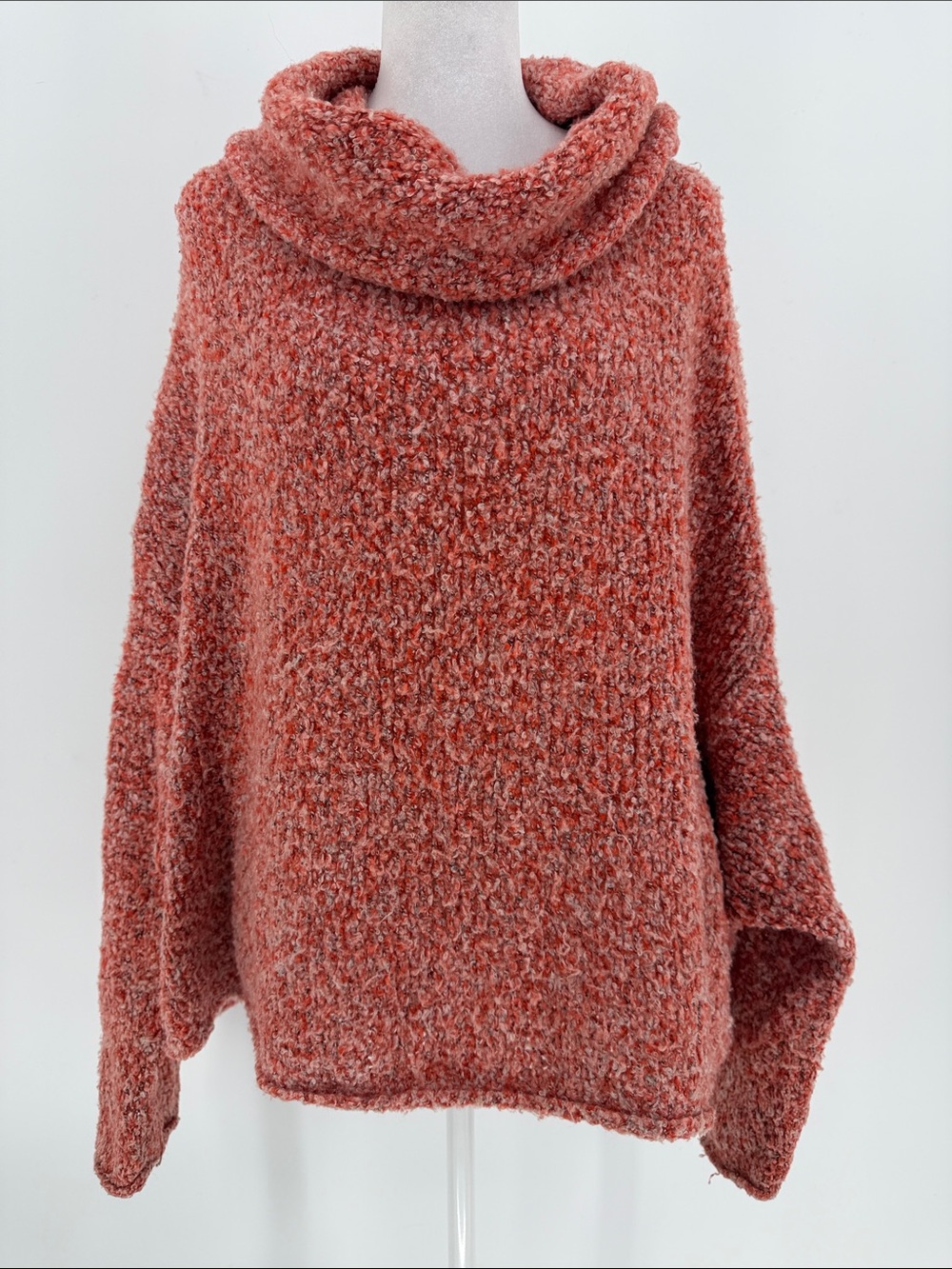 Free People Oversized Bouclé Cowl Neck Sweater Rust Orange Size Small